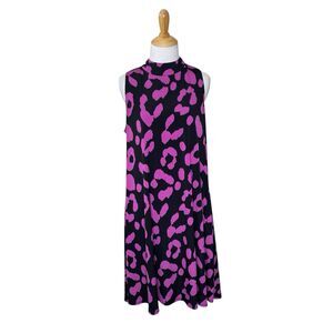 Cato Purple Black Cheetah animal print High Neck Sleeveless Dress Size Large